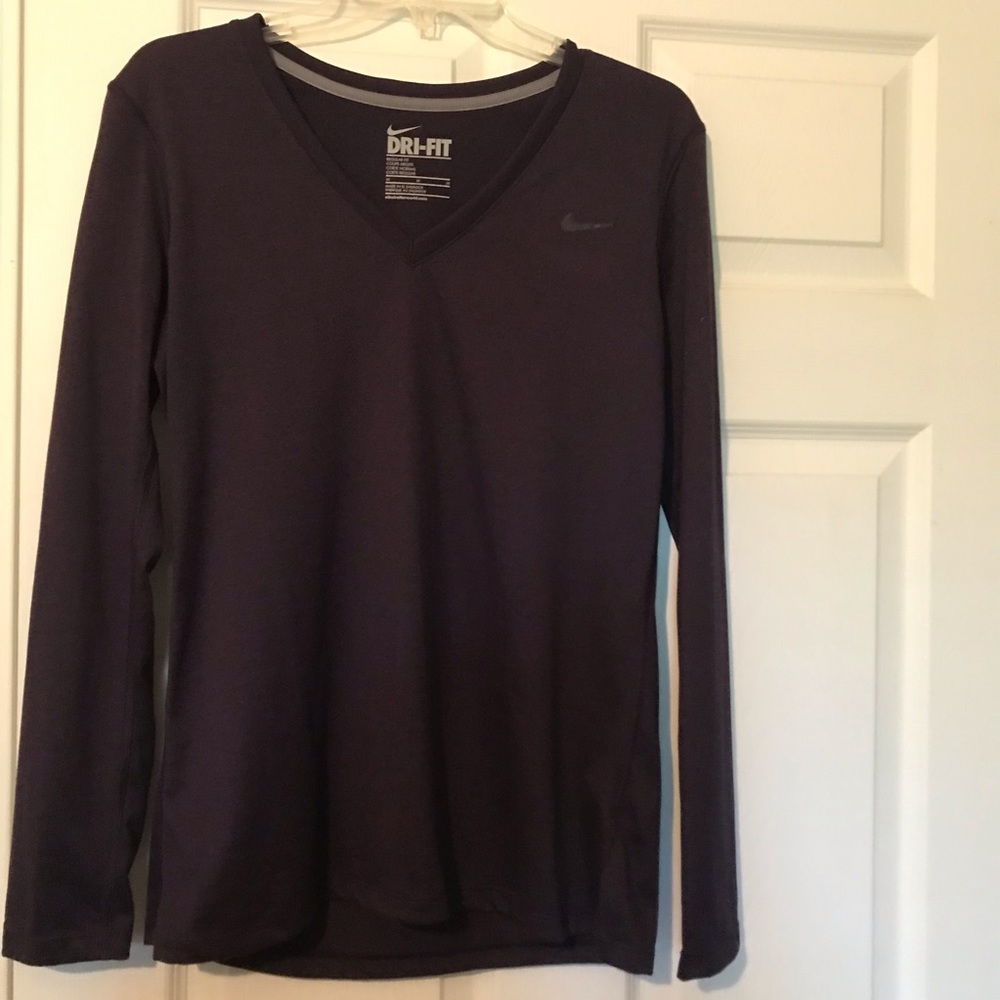 Purple Nike dri-fit v-neck longsleeve t-shirt women’s NWOT